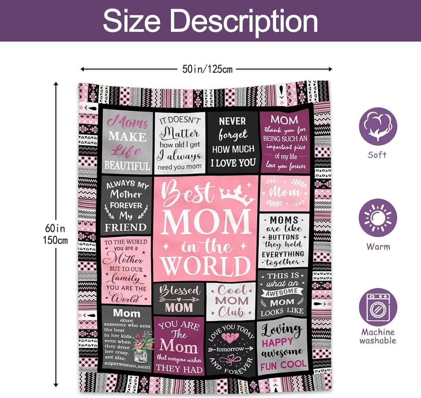 Gifts for Mom, Mom Birthday Gifts, Mom Gifts, Birthday Gift for Mom, Gifts for Moms from Daughter Son, Mama Mother Gifts, Best Mom Ever Gift, Valentines/Mothers Day to My Mom Blanket 60” x 50”
