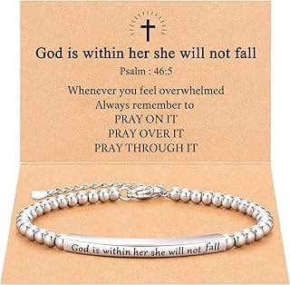 JOGDIAM Religious Gift for Her God is Within Her She Will Not Fall Bible Verse Bracelet Gift for Her