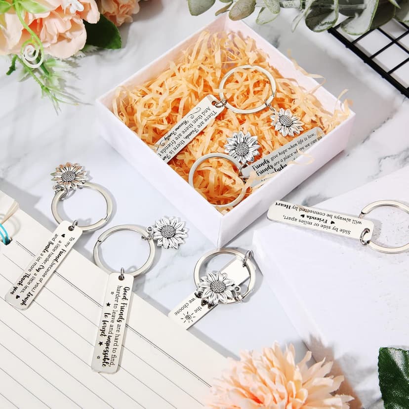 Cunno 6 Pcs Friendship Keychains for Women Best Friend Stainless Steel Keychains Christmas Friendship Appreciation Gifts