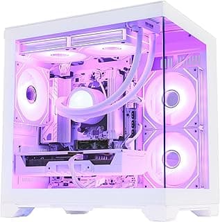 HOENGAGER Panorama Gaming PC Desktop AMD Ryzen 5 9600X 6-Core 3.9GHz, RTX 5060 8GB, 32GB DDR5 RAM 6000MHz,1TB PCIe SSD, WiFi&BT Prebuilt PC 650W PSU,Liquid Cooler,Windows 11, Desktop