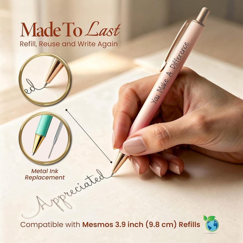 MESMOS 3pcs Fancy Pens, End of Year Teacher Gifts for Women, Difference Maker Gift, Thank You Teacher Gift Pens, Best Teacher's Gifts Supplies, Aesthetic Nice Pen Set, German-Ink 1mm Swiss-Tip B0CPNXYVL6