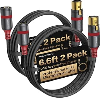 Warrky XLR Cables 6.6ft 2 Pack [Oxygen-Free Copper (OFC), Gold-Plated Connector] Balanced Microphone Cable Male to Female Professional Hi-Fi XLR Cable