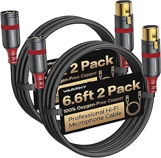 Warrky XLR Cables 6.6ft 2 Pack [Oxygen-Free Copper (OFC), Gold-Plated Connector] Balanced Microphone Cable Male to Female Professional Hi-Fi XLR Cable