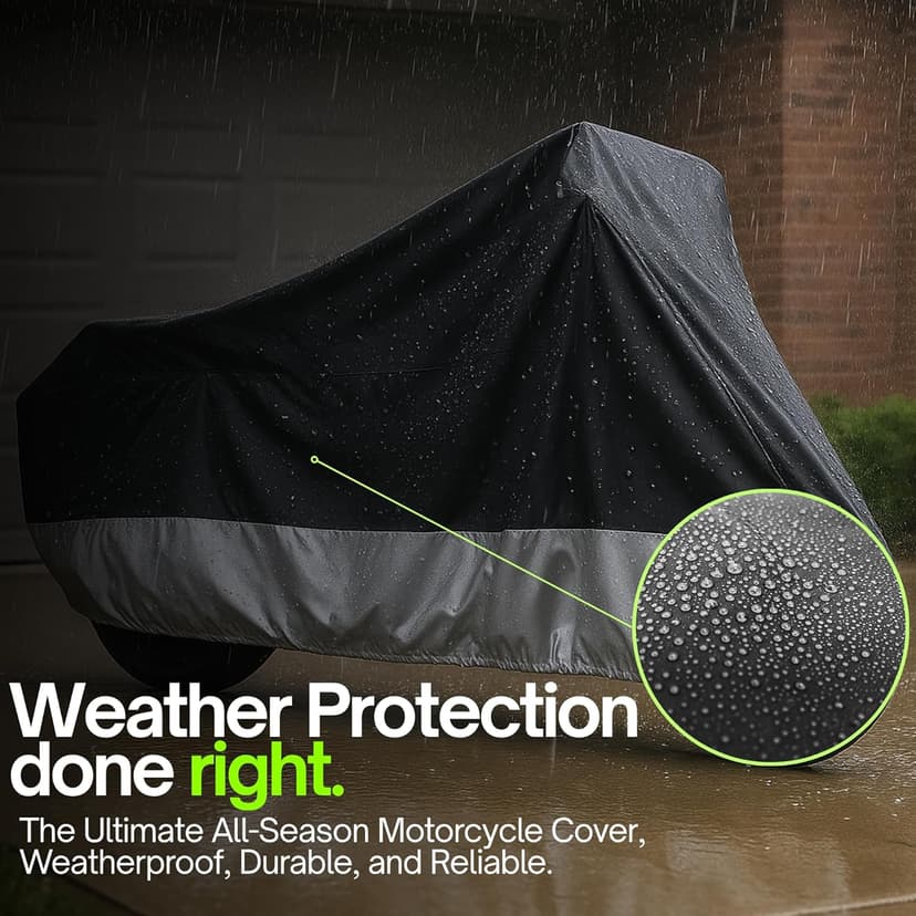 Light Weight Motorcycle Cover (L) with Cable & Lock. Fits up to 84" Length Sport Bike, Dirt Bike, Small Cruiser.