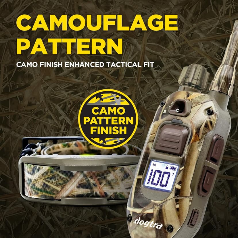 Dogtra 1900X Camouflage E-Collar - 3/4 Mile Range, Dogs 45 lbs+, IPX9K Waterproof, 100 Stimulation Levels, Vibration, Tone, Rechargeable - Ideal for Dog Owners and Professional Trainers
