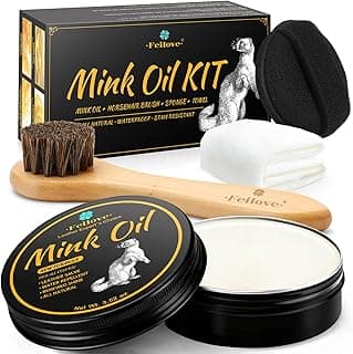 Feilove 4-in-1 Mink Oil Leather Conditioner and Cleaner 3.52 oz - Premium Waterproof Formula for Boots and Shoes