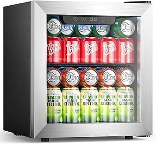 Beverage Refrigerator, 50 Cans Commercial Mini Fridge Cooler, 1.3 Cu.ft with Glass Door, Adjustable Shelves, Digital Temperature Freestanding Small Drink Fridge Soda Beer or Wine for Home Dorm Bar