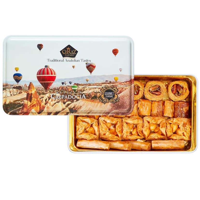 Cerez Pazari Baklava Pastry 8.5oz, Baklava Gift Box with Rich Pistachios, Walnuts, Hazelnuts and Cashews, Halal Shatila Baklava, Traditional Turkish Arabic Dessert Gift Box, Sweet Food Gifts for Women