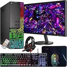 Dell Optiplex Desktop Computer (SFF) PC, Quad Core Intel i5 up to 3.6GHz, 16GB RAM, 512GB SSD, 24 Inch Monitor, RGB Keyboard & Mouse & Headset, Windows 11 Pro (Renewed)