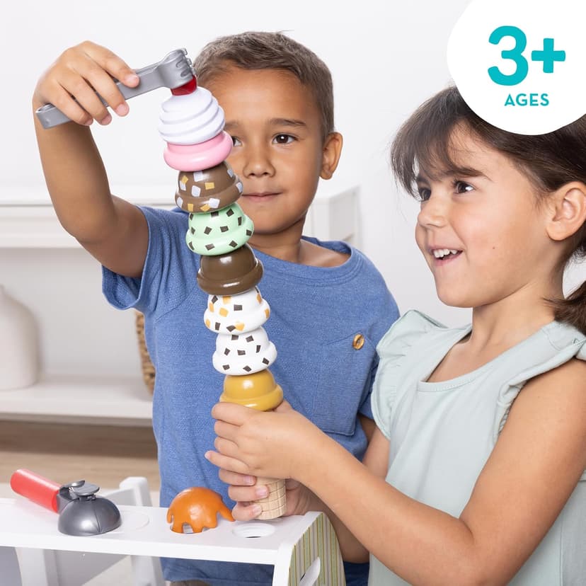 Melissa & Doug Wooden Scoop & Serve Ice Cream Counter, Pretend Play Store, 28 Toy Food & Play Kitchen Accessories, Preschool Toys for Girls & Boys 3+ B01B1V10KA