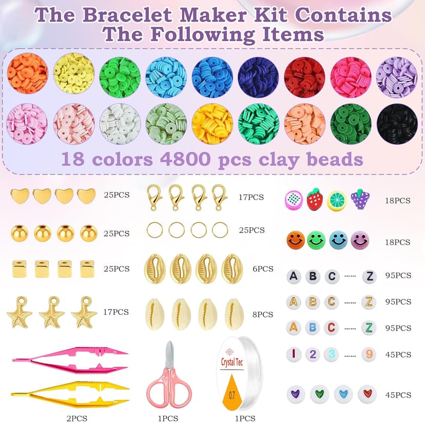 OHOME Stocking Stuffers for Kids - 5300 Clay Beads Bracelet Making Kit,Arts and Crafts for Kids Ages 8-12,Christmas Gifts Crafts Games Toys for 3-10 Year Old Birthday,Travel Essential
