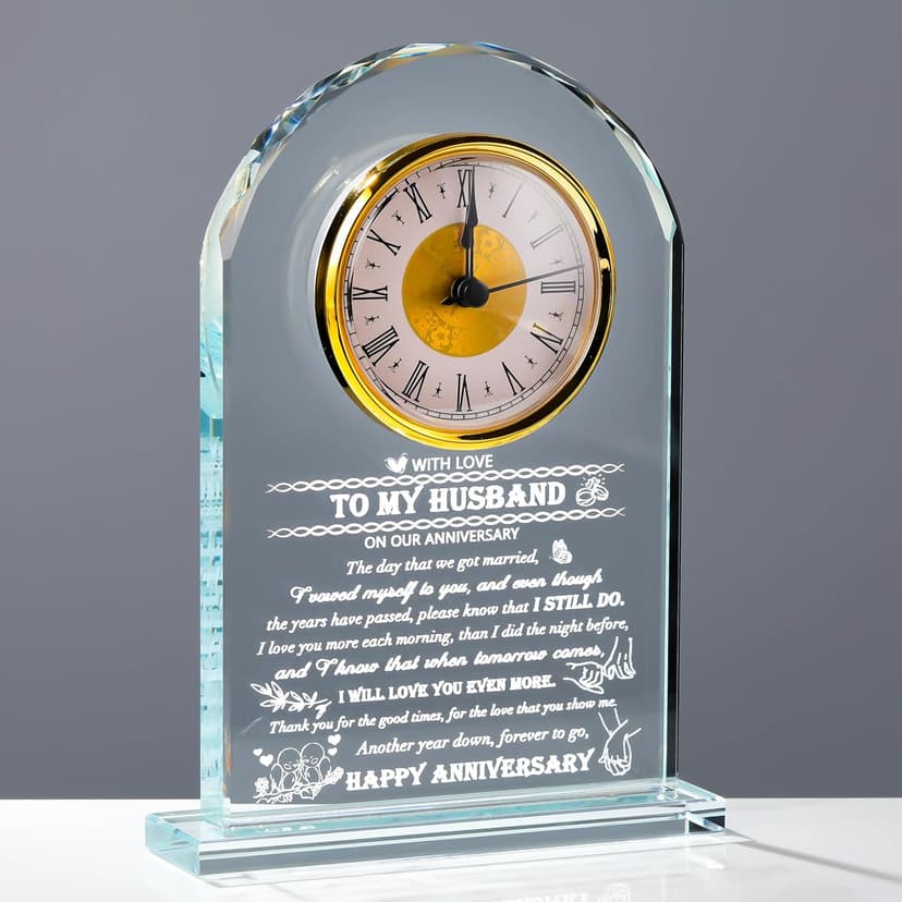 Movdyka Wedding for Husband - Crystal Clock Gifts Personalized Gifts for My Husband Who Has Everything - Gifts Ideas for Husband On Our Anniversary