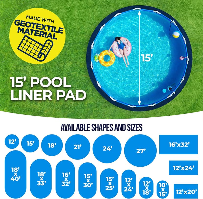 Shop Square 15-Foot Pool Liner Pad for Above Ground Pools - Under Pool Padding, Above Ground Pool Pad, Puncture Protection, Extend Liner Life, Durable Geotextile Material
