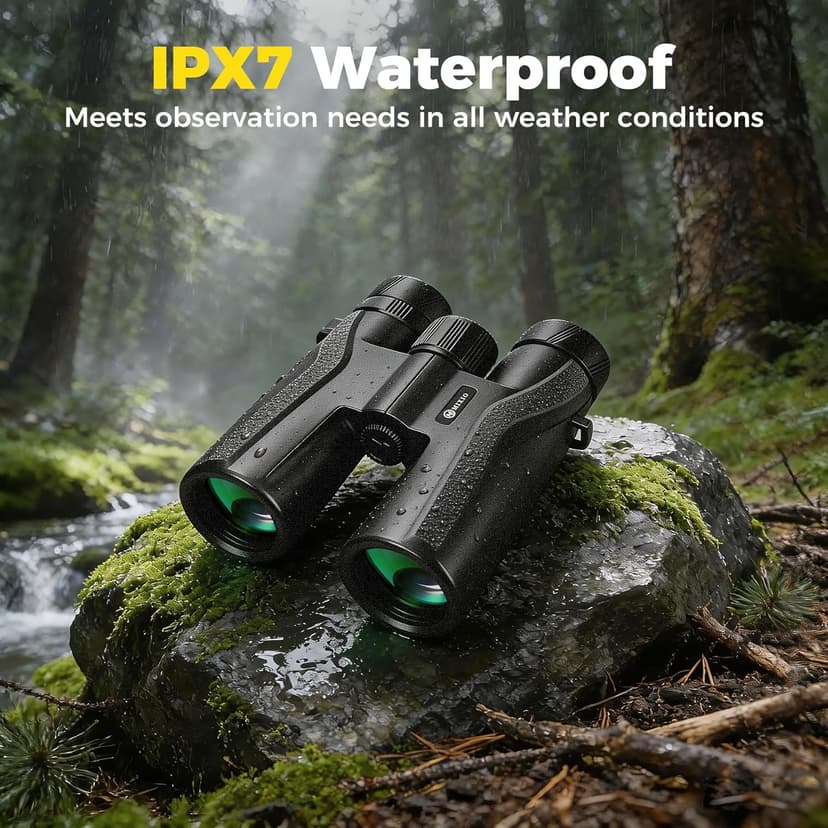 10x42 UHD Binoculars for Adults High Powered Waterproof Large View with Clear Vision & Compact Binocular Essentials for Hunting Camping Cruise Travel Bird Watching Sports