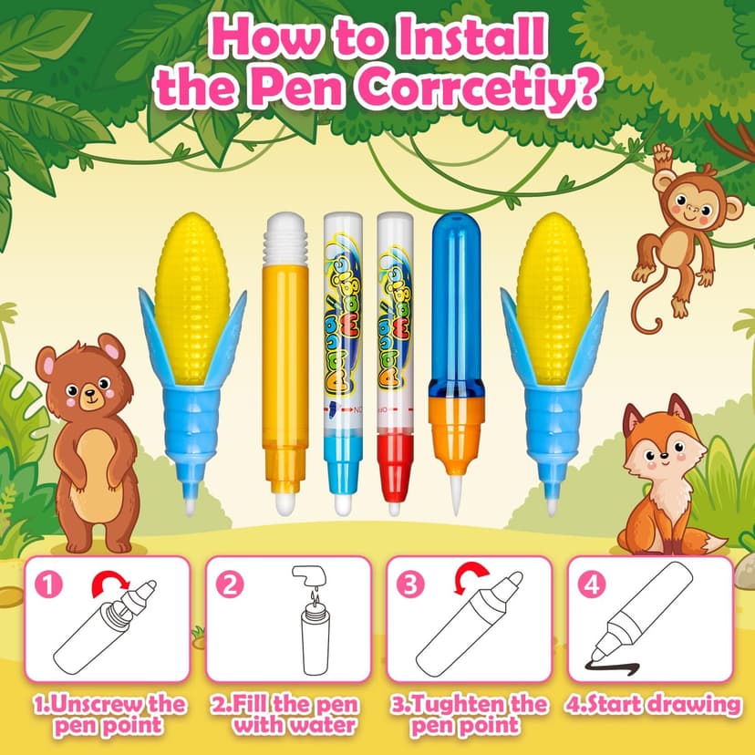 Reusale Princess Color Mat, Mess-Free Coloring, Educational Doodle Toy, Kids Birthday Gifts for Age 3 4 5 6 7 8 Year Old Water Doodle Mat, Kids Drawing Toys for 3 4 5 Year Old Boys Girls Gifts B08B8TQJ3Q