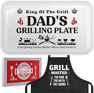 Dad Christmas Birthday Gifts,Best Dad Ever Gifts from Daughter Son,Funny BBQ Grilling Platter with Apron Sets Thanksgiving Xmas White Elephant Present for Bonus Step New First Daddy Father Papa