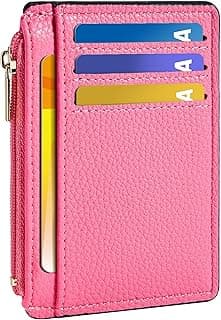 Tipmile Credit Card Holder for Women Slim Minimalist Front Pocket RFID Blocking Wallet Small Compact Card Case with ID Window, Vibrant Pink