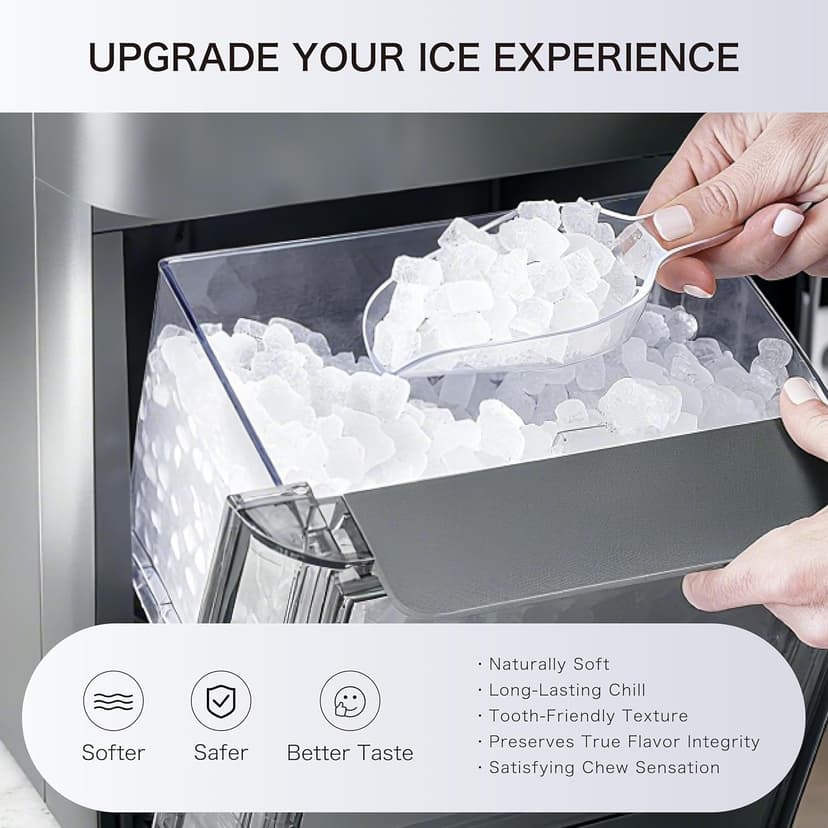 Large Capacity Nugget Ice Makers Countertop One-Click Operation Self-Cleaning Portable Ice Maker 41lbs/24H with There is A Detachable 0.8 Gallons Water Tank Ice Machine for Home,Office