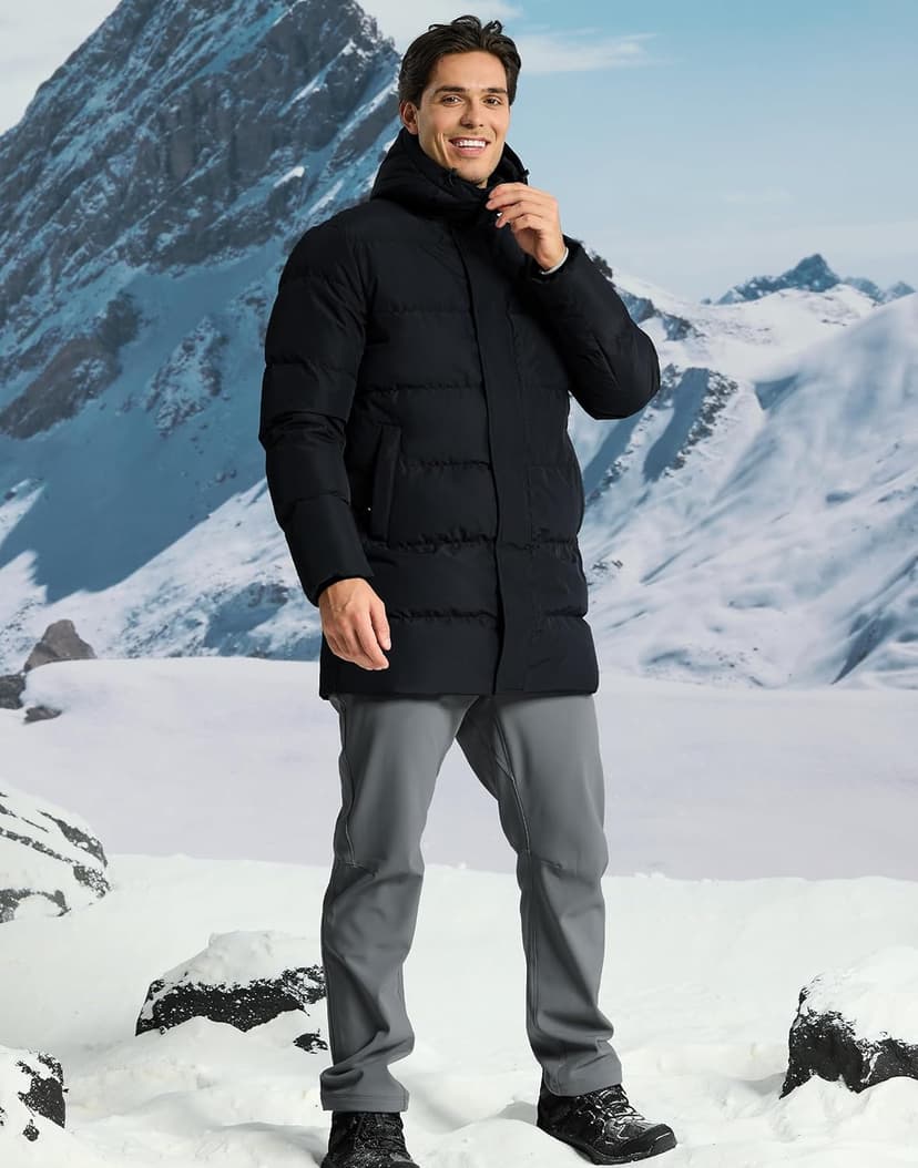 Pioneer Camp Men's Long Winter Coat Parka Hooded Down Jacket Full Zip Up Windproof Jacket Warm Thicken Puffer Jacket
