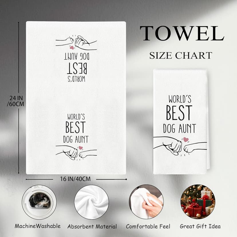 World's Best Dog Aunt Kitchen Towels, Aunt Gifts, Dog Gifts, Aunt Hand Towels Dish Towels for Bathroom Kitchen 16x24 Inch