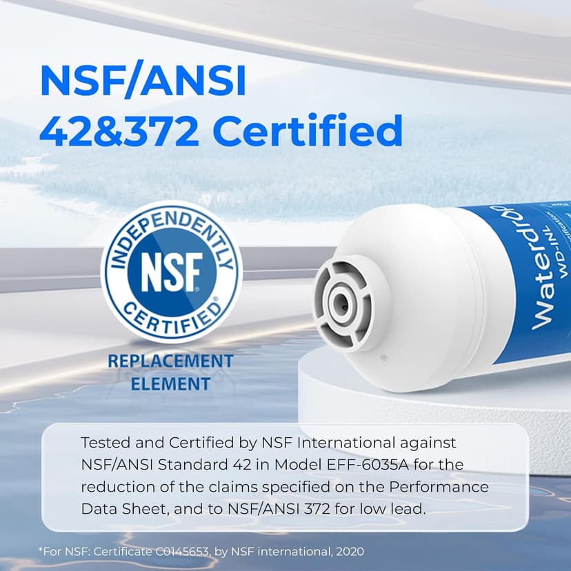 Waterdrop INL Inline Water Filter for Refrigerator and Ice Maker, 1 Year NSF Certified High Capacity Drinking Water Filtration System, Reduces Chlorine, Sediment, Bad Taste & Odor