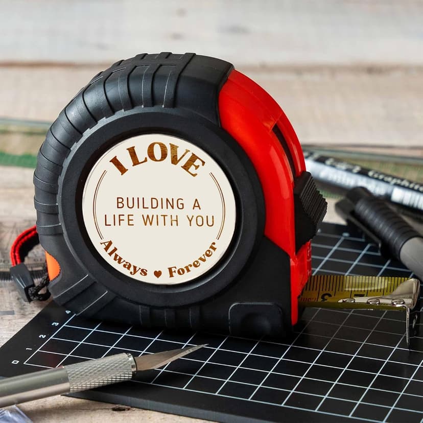Gossby Gift for Husband, Boyfriend - I Love Building A Life with You Tape Measure - Christmas, Valentines, Anniversary Tool Gift for Him - Men Gift for Husband, Boyfriend from Wife, Girlfriend