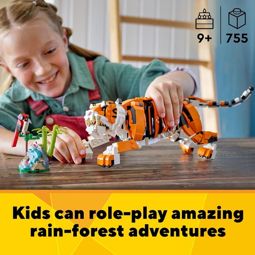 LEGO Creator 3 in 1 Majestic Tiger Building Set, Transforms from Tiger to Panda or Koi Fish Set, Animal Figures, Collectible Building Toy, Gifts for Kids, Boys & Girls 9 Plus Years Old, 31129 B09FM57L7B