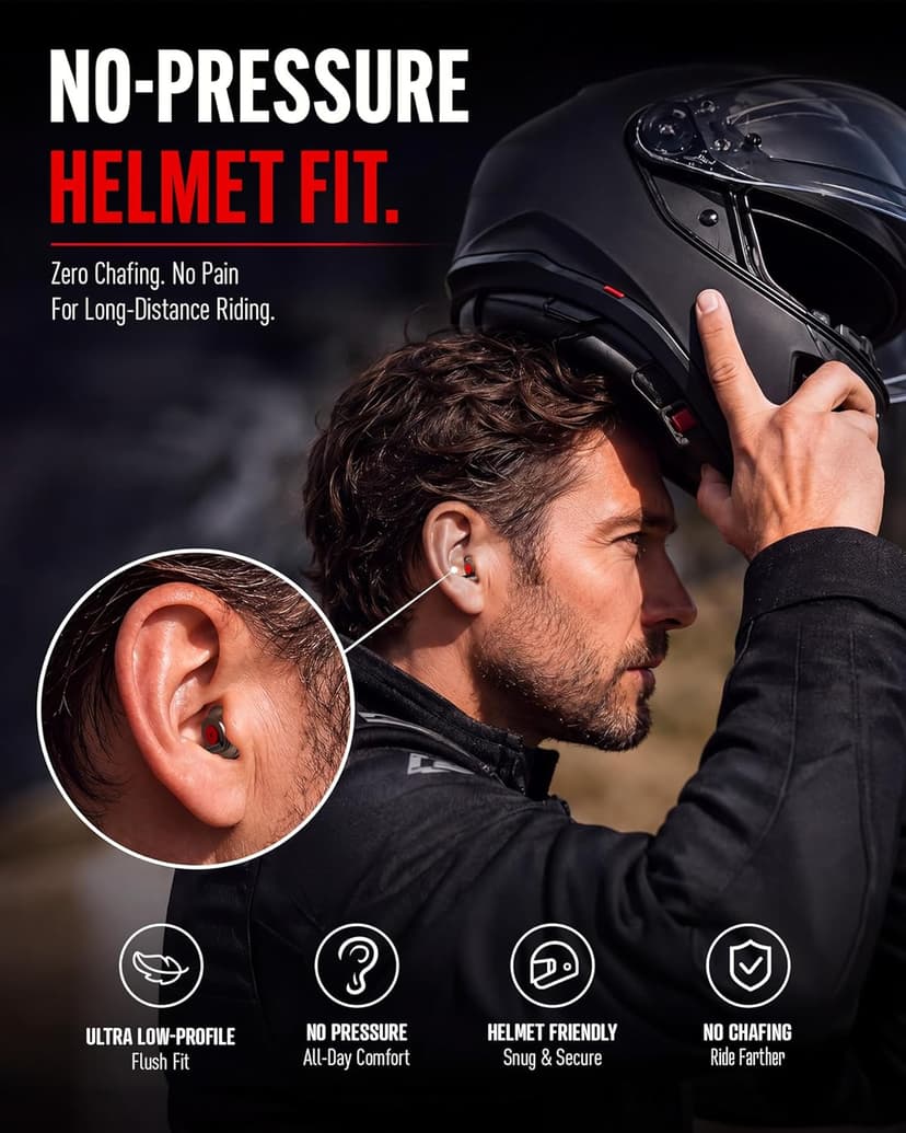 Motorcycle Ear Plugs for Wind Noise Reduction, 2 Pairs Reusable Motorcycle Accessories - Moto Earplugs, Soft Comfortable Hearing Protection for Motorbike, Touring, Racing, Riding - 25dB, Biker Gifts