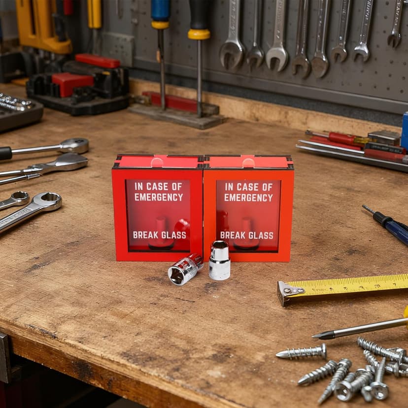 Break in Case of Emergency Box, Garage Wall Decor, Mechanic Car Guy Gifts, White Elephant Gifts Exchange 10mm Emergency Socket Kit, 2 Pack Funny Car Guy Tool Gag Gifts Box B0FMS2XR2D