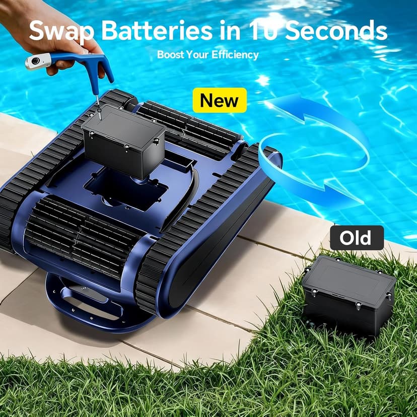 (2026 New) Robotic Pool Cleaner - Pool Vacuum 180W Brushless Motor, 48,000Pa Suction, Wall Climbing, AI-Powered Path Sonar Navigation, 3 Modes Robot for Inground & Above-Ground Pools Up to 2150 Sq. Ft