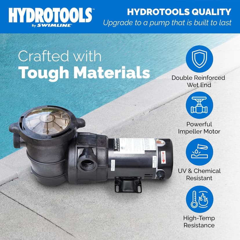 SWIMLINE HYDROTOOLS Above-Ground Pool Motor Pump, 2-Speed, Hydro-Flo 1 HP w/ 5280 GPH, Horizontal