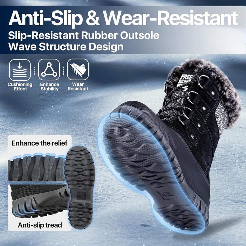 FREE SOLDIER Women's Waterproof Winter Cold Weather Snow Boots for Women Outdoor Fashion Duck Boots Comfortable Insulated