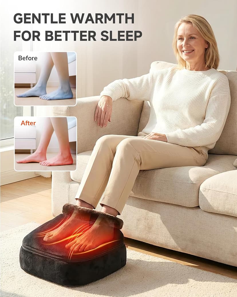 2026 Upgraded, Heat Up to 130°F, Reversible Kneading, 2-in-1 Foot and Back Massager for Home Office Use, Fits Men's Size 13 Snailax Shiatsu Foot Massager with Heat, Foot Warmer with Removable Cover B07SG4VBTY
