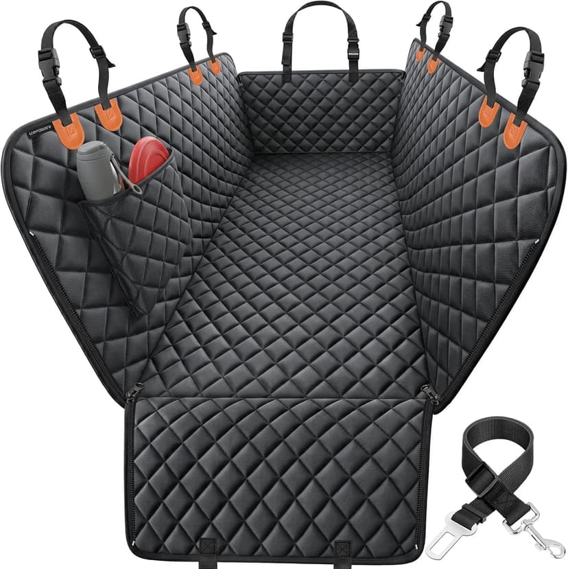 600D Oxford, Zippered Side Flaps, Scratch Resistant, Non-Slip, Easy to Install, With Seatbelt, For Sedan, SUV & Compact Truck URPOWER Dog Car Seat Cover for Back Seat, 100% Waterproof Hammock for Car B0727Y5ZD7