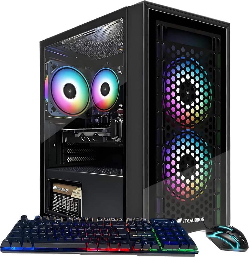 STGAubron Gaming PC Computer Desktop, Radeon RX 560 4G GDDR5, Intel Core i5 up to 3.6G, 16G RAM, 512G SSD, WiFi 6, BT 5.0, RGB Fan x 3, Windows 11 Home