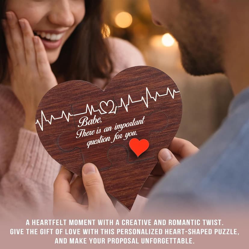 Will You Be My Girlfriend Sign – Mothers Day Gifts for Girlfriend, Wooden Heart Proposal Puzzle with Hidden Message, Be My Valentine Girlfriend Proposal Gifts Decor, Romantic Valentine Gift Ideas