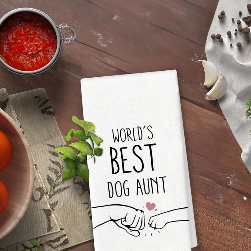World's Best Dog Aunt Kitchen Towels, Aunt Gifts, Dog Gifts, Aunt Hand Towels Dish Towels for Bathroom Kitchen 16x24 Inch