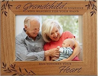 CEDAR CRATE MARKET Grandparent Gifts, Grandparent Picture Frame - Laser Engraved Natural Alder Wood Horizontal Photo Frame, Easel Back, Wall Mount Fits 5x7 Horizontal Portrait Sentimental Gift