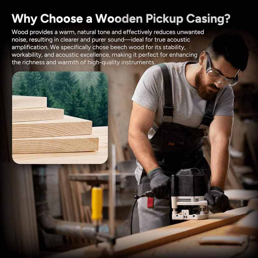 AMUMU SP30 Woody Magnetic Soundhole Pickup with Rare Earth Neodymium Magnet for Steel String Acoustic Guitars – Single Coil, Passive, Battery-Free, Clear & Balanced Acoustic Tone