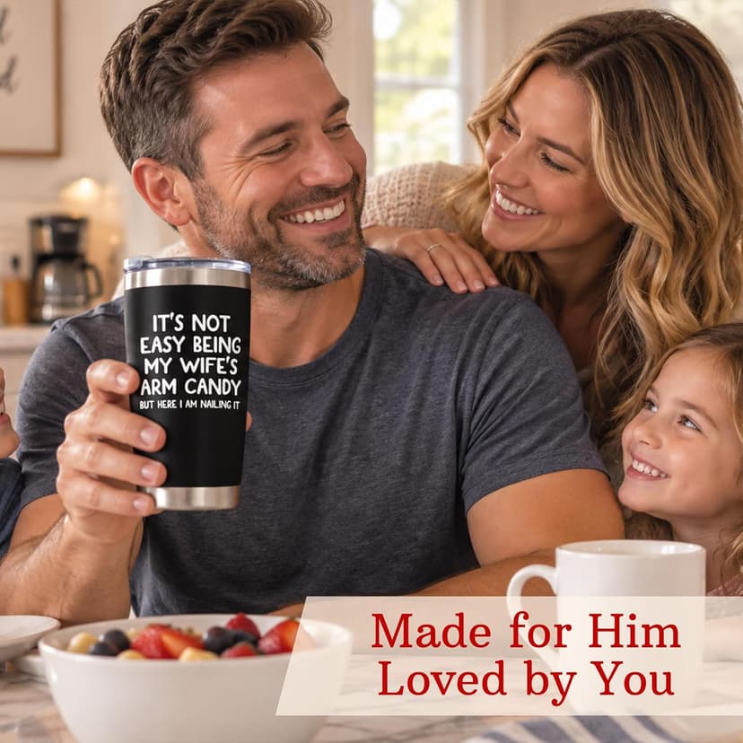 Gifts for Husband Christmas, Anniversary Birthday Gifts for Him Husband, Mens Gift Ideas, Stainless Steel, Lid Included Christmas Birthday Gift for Husband from Wife, 20 oz Tumbler for Men B0DPG6PKK7