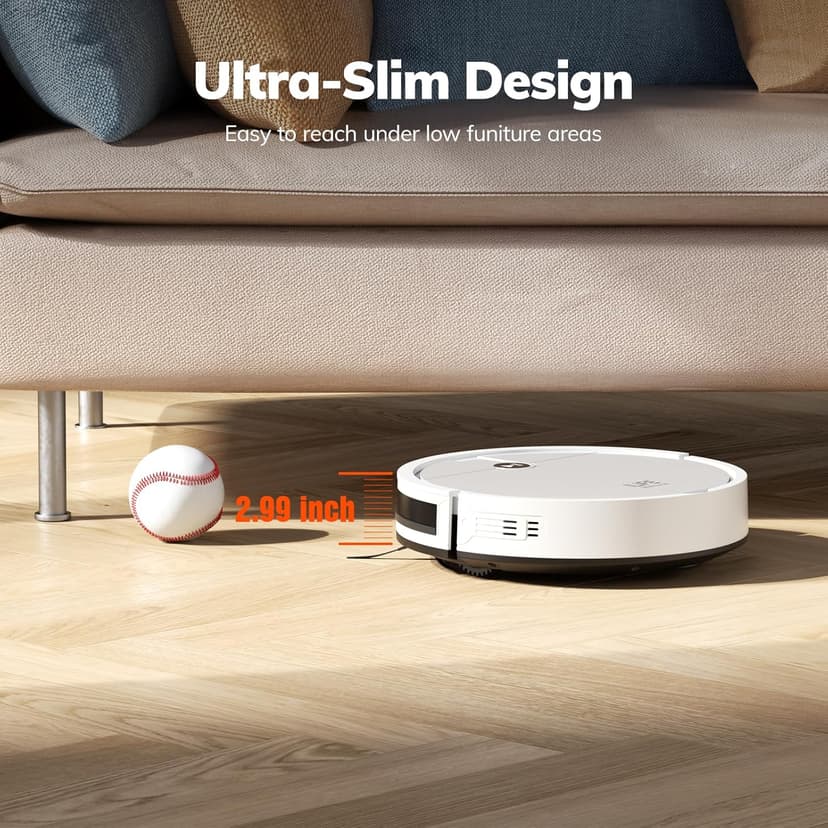 ILIFE V2 Robot Vacuum Cleaner, Tangle-Free Suction, 120 Mins Runtime, Slim, Self-Charging Robotic Vacuum Cleaner, Ideal for Pet Hair and Hard Floors