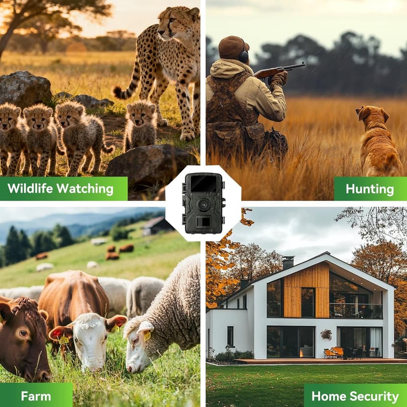 Trail Camera, 36MP 2K 0.1S Trigger Motion Activated,Game Camera with Night Vision IP66 Waterproof 2.0''LCD 90° Cam Lens for Outdoor Scouting Wildlife Monitoring Home Security, Gifts for Men