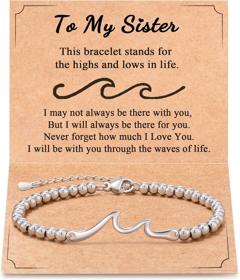 Tarsus Sister Gifts, The Waves of Life We've Through Together, Big & Little Sister Gift, For Birthday & Christmas & Mothers Day