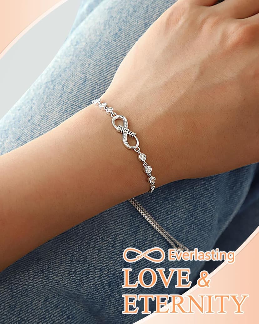 UNGENT THEM Infinity Love Heart Bracelets for Women Her Happy Birthday Valentines Christmas Presents