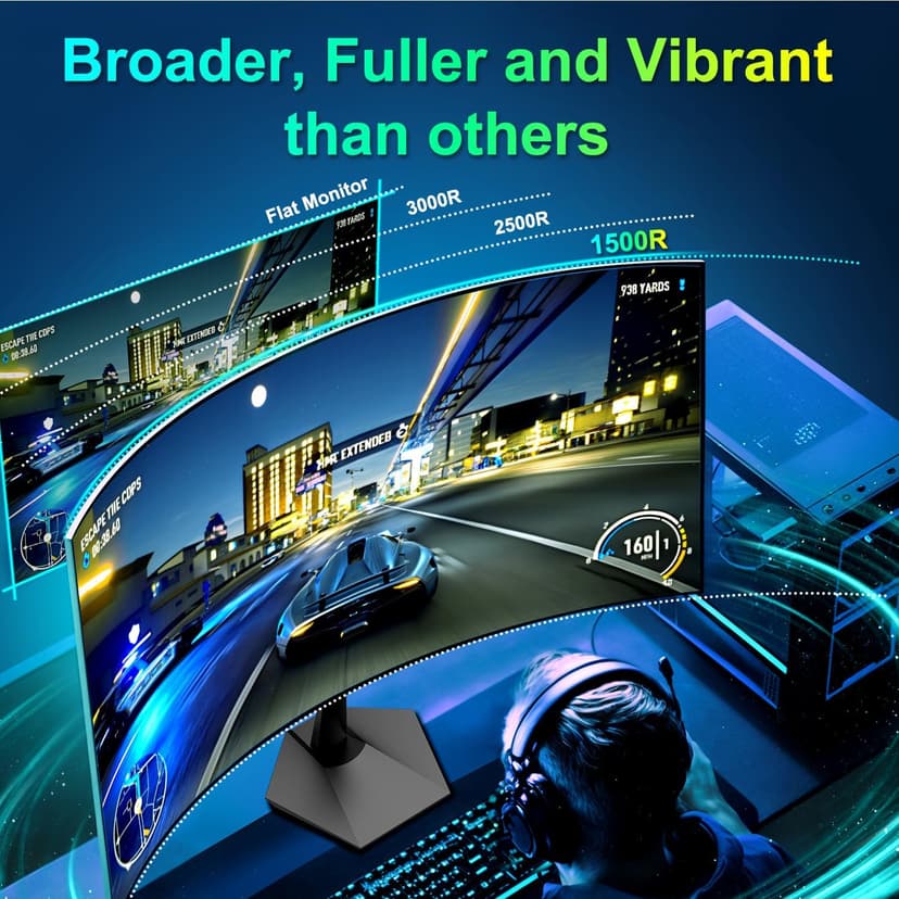 SANSUI Curved Monitor 27 inch 120Hz USB Type-C Computer Monitor with Speakers Built in丨FHD 1080p丨HDR丨110% sRGB丨1500R丨VESA Compatible,for Tablet,Desktop,Laptop and PC Work Gaming