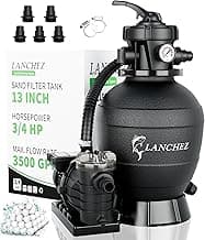 LANCHEZ 13in Sand Filter Pump for Above Ground Pool, 3/4 HP Pool Pumps Above Ground 3500 GPH for Pools up to 11000 GAL, Pool Sand Filter with 7-Way Valve