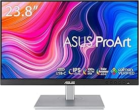 ASUS ProArt Display PA247CV 24-inch Monitor – IPS, Full HD (1920 x 1080), 100% sRGB, 100% Rec. 709, Color Accuracy ΔE < 2, Calman Verified, USB-C, Compatible with Laptop & Mac Monitor