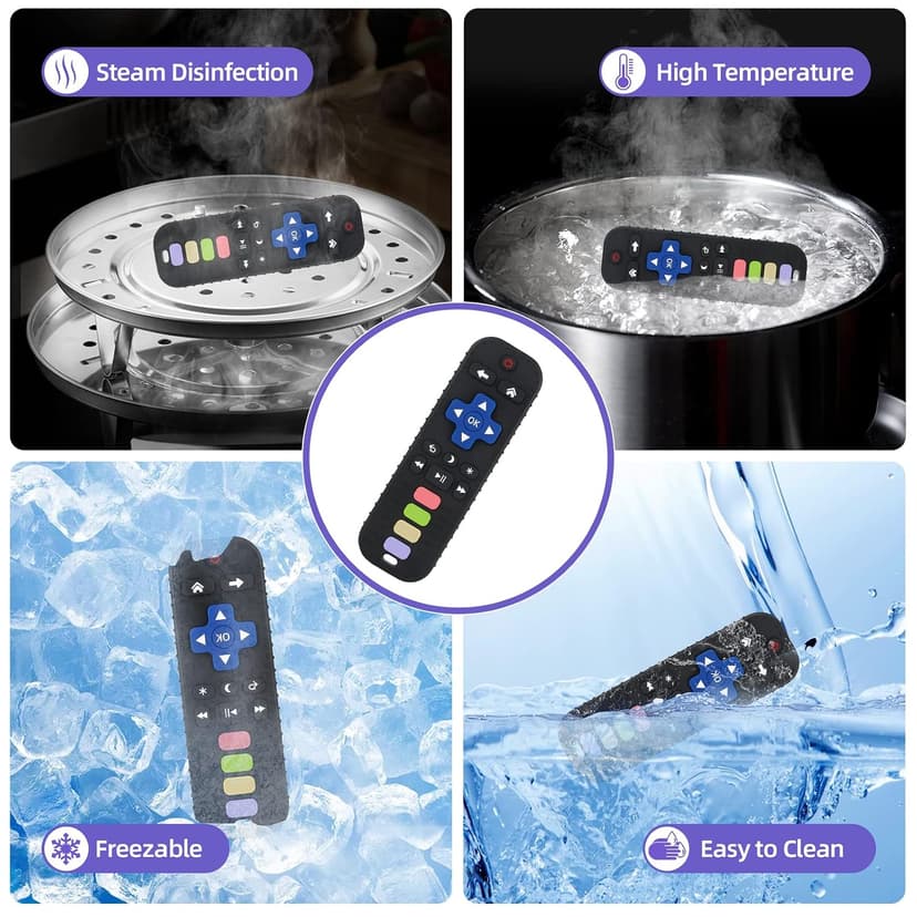 TV Remote Control Shape Teething Relief for Infants (Black) Chuya Baby Teether Toy Chew Toys for Babies 3-24 Months B0BYNDL3SW