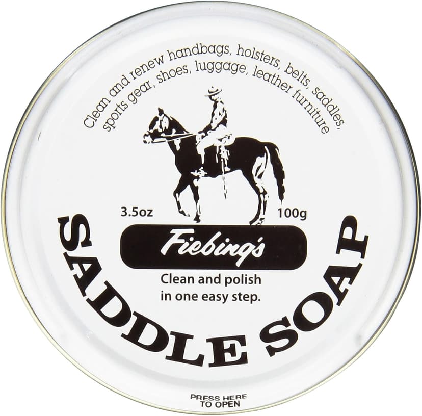 Fiebing's White Saddle Soap for Leather (3.5 oz Tin) - Leather Cleaner & Conditioner to Soften & Protect Leathercraft, Car Seat, Couch, Shoe & Saddles