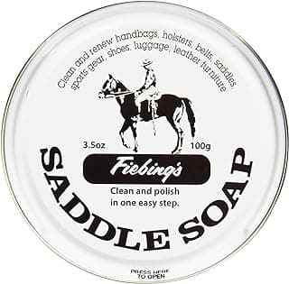 Fiebing's White Saddle Soap for Leather (3.5 oz Tin) - Leather Cleaner & Conditioner to Soften & Protect Leathercraft, Car Seat, Couch, Shoe & Saddles